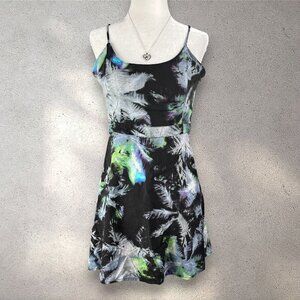 American Eagle Outfitters Dress Women’s M Black Tropical Print Mini Fit & Flare